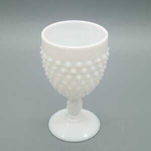 Vintage Fenton Milk Glass Hobnail Water Goblet Pedestal Stem Glass